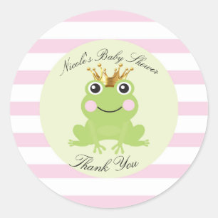 Storybook Fairy Tale Frog Prince Baby Shower Pink Classic Round Sticker