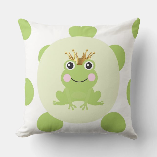Storybook Fairy Tale Frog Prince Gold Crown Cushion (Front)