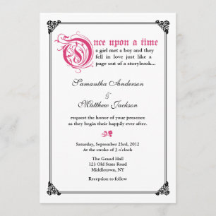 Storybook Fairytale Wedding Invitation -Pink/Black