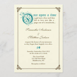 Storybook Fairytale Wedding Invitation - Teal