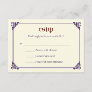 Storybook Fairytale Wedding RSVP Card -Red/Purple