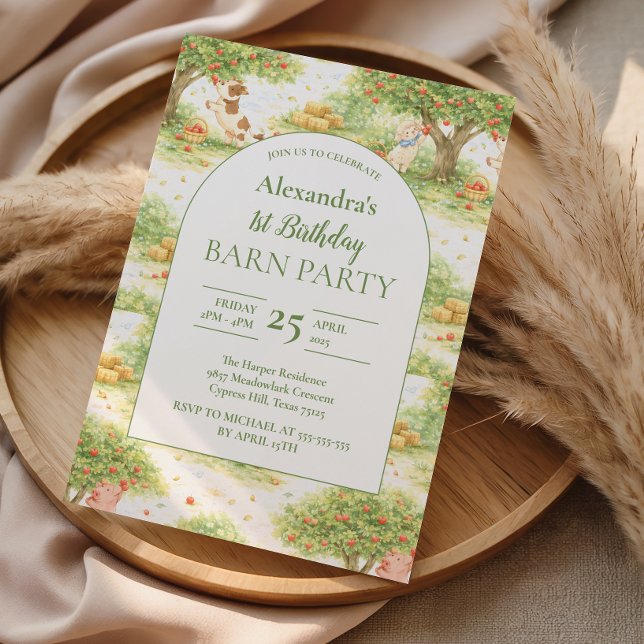 Storybook Farm Animals First Birthday Invitation (Creator Uploaded)
