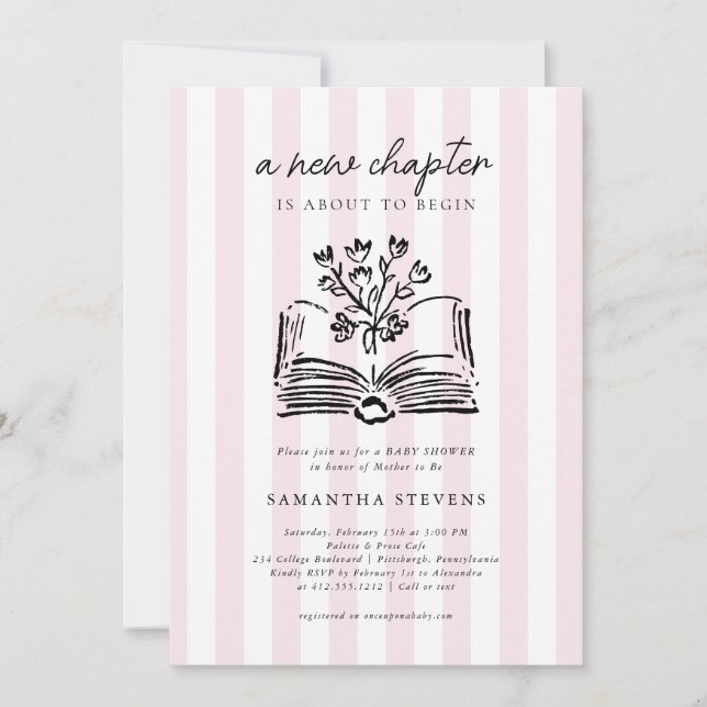  Storybook Floral A New Chapter Begins Baby Shower Invitation (Front)