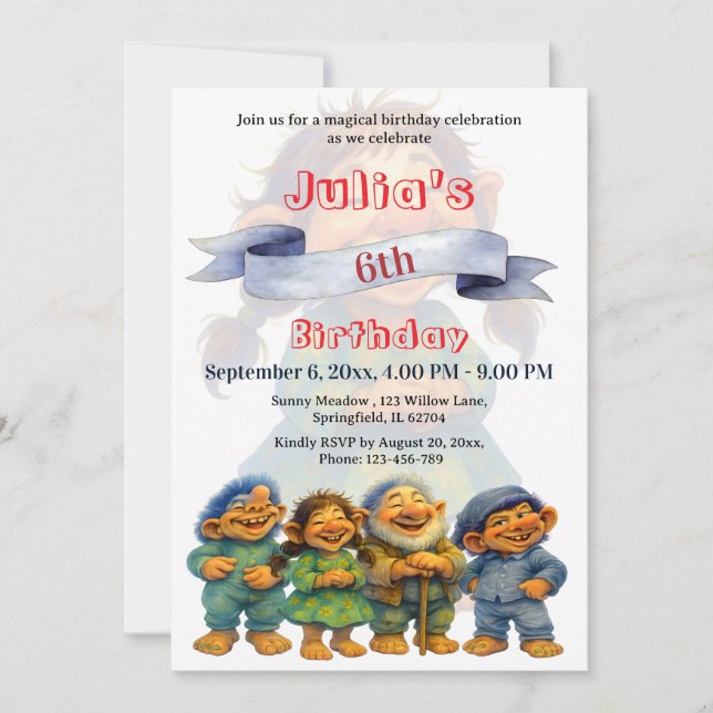 Storybook Forest Friends Cute Trolls Kids Birthday Invitation (Front)
