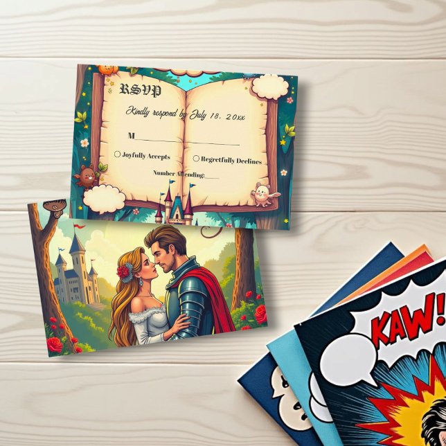 Storybook Forest Woodland Castle Fairytale Wedding RSVP Card (Creator Uploaded)