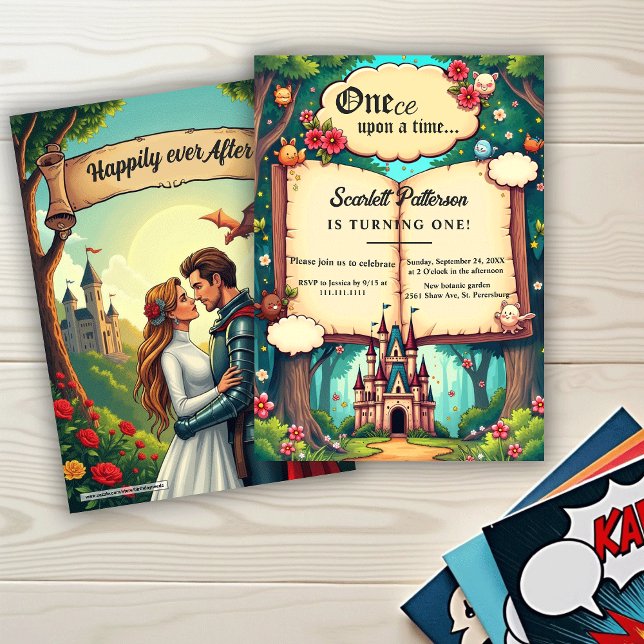 Storybook Forest Woodland Fairytale 1st Birthday Invitation (Creator Uploaded)