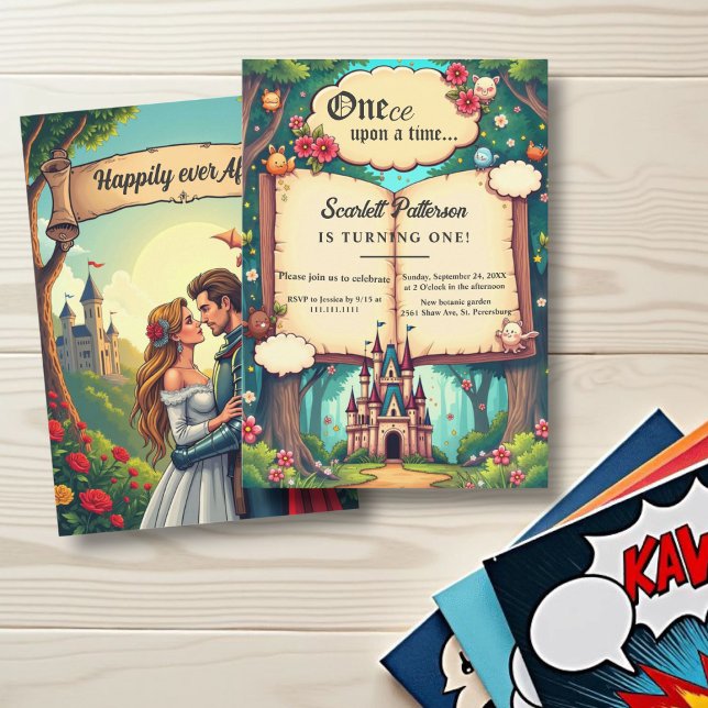 Storybook Forest Woodland Fairytale 1st Birthday Invitation (Creator Uploaded)