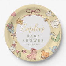 Storybook Garden Vintage Baby Shower Paper Plates