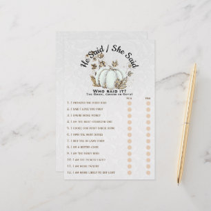Storybook Gold White Pumpkin Bridal Shower Game
