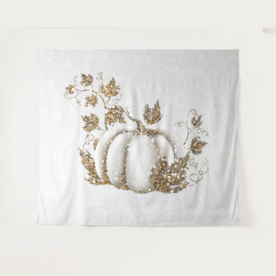 Storybook Gold White Pumpkin Fairy Tale Banner Tapestry