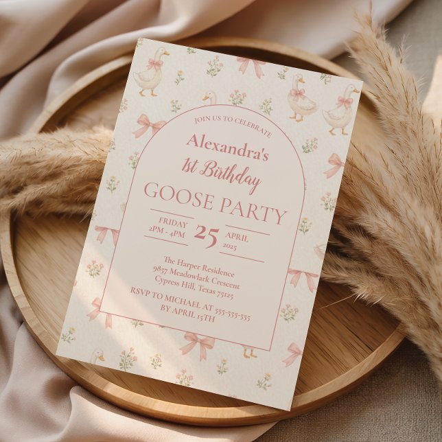 Storybook Goose 1st Birthday Invitation (Creator Uploaded)