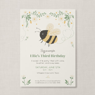 Storybook Honey Bee Wildflower Kids Birthday Invitation