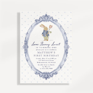 Storybook Inspired Sweet Bunny Boy Birthday Invitation