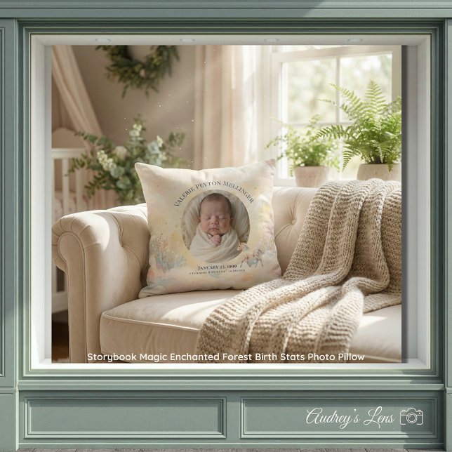 Storybook Magic Enchanted Birth Stats Photo Pillow (Storybook Magic Enchanted Birth Stats Photo Pillow)
