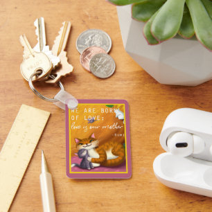 Storybook mum and baby cats custom key ring