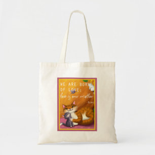 Storybook mum and baby cats tote bag