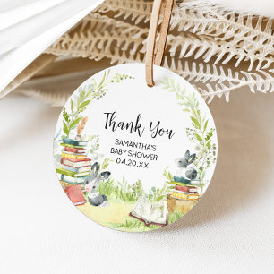 Storybook New Chapter Baby Shower Round Favour Tags