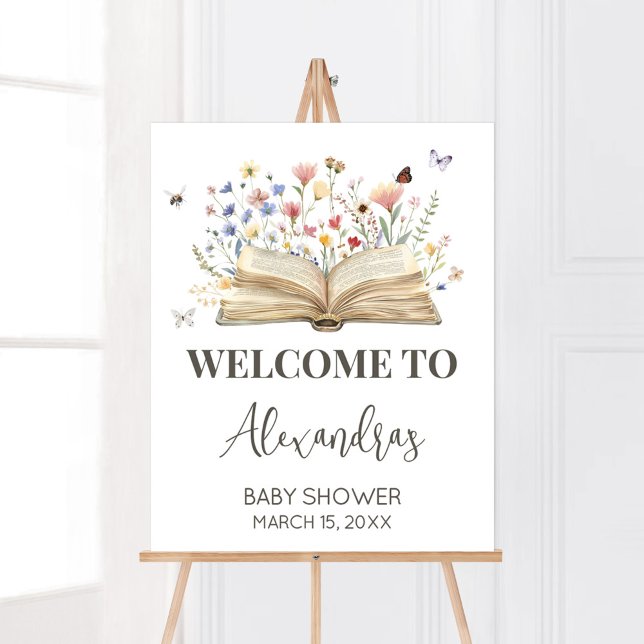Storybook New Chapter Begins Baby Shower Welcome Poster (New Chapter Begins Storybook Baby Shower Welcome Sign)