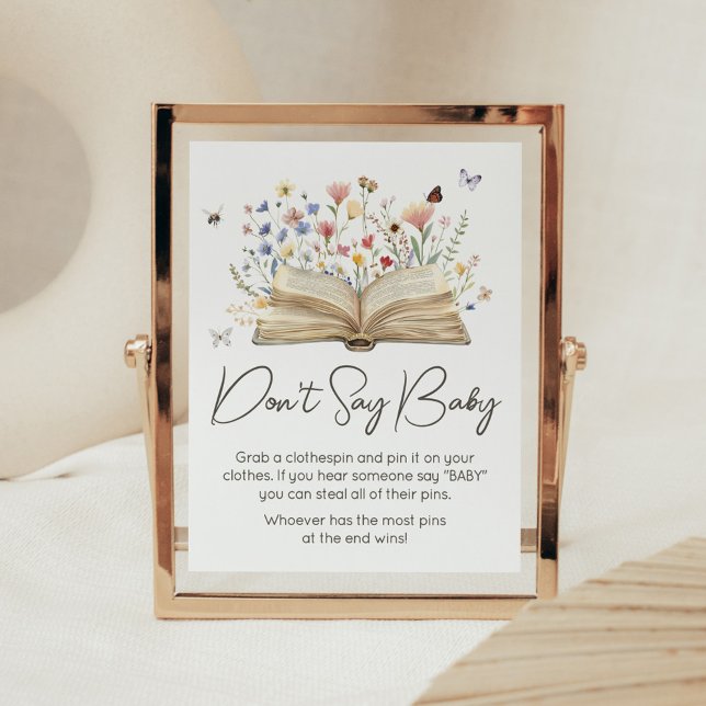 Storybook New Chapter Begins Don't Say Baby Poster (New Chapter Begins Storybook Baby Shower Don't Say Baby Sign)