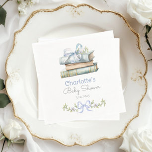 Storybook New Chapter Blue bow baby boy shower Napkin