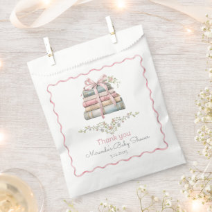 Storybook New Chapter pink ribbon girl baby shower Favour Bag