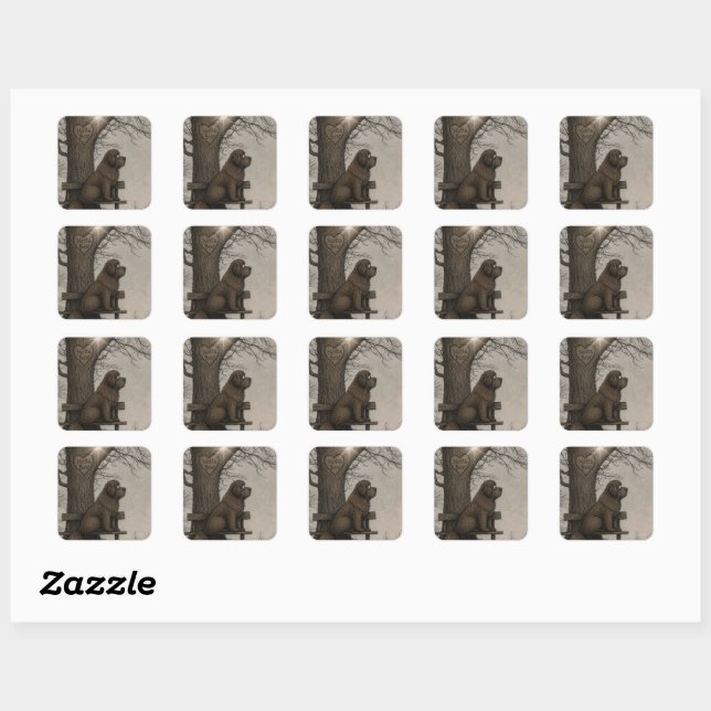 Storybook newfoundland  square sticker (Sheet)
