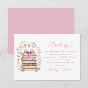Storybook Pink Bow Baby Shower Thank You Card