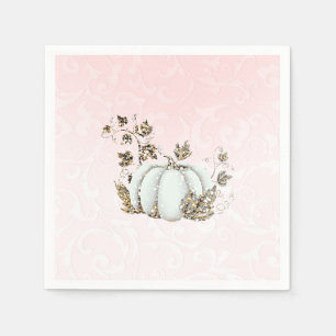 Storybook Pink & White Pumpkin Fairy Tale Party Napkin