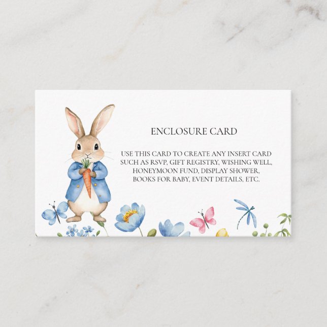 Storybook Rabbit Florals Spring Flowers  Enclosure Card (Front)