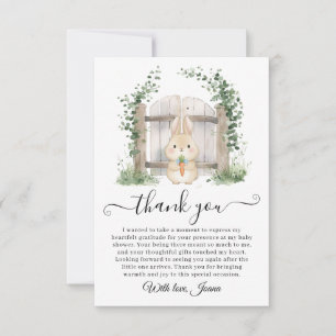 Storybook Rabbit Garden Gate Greenery Baby Shower Thank You Card