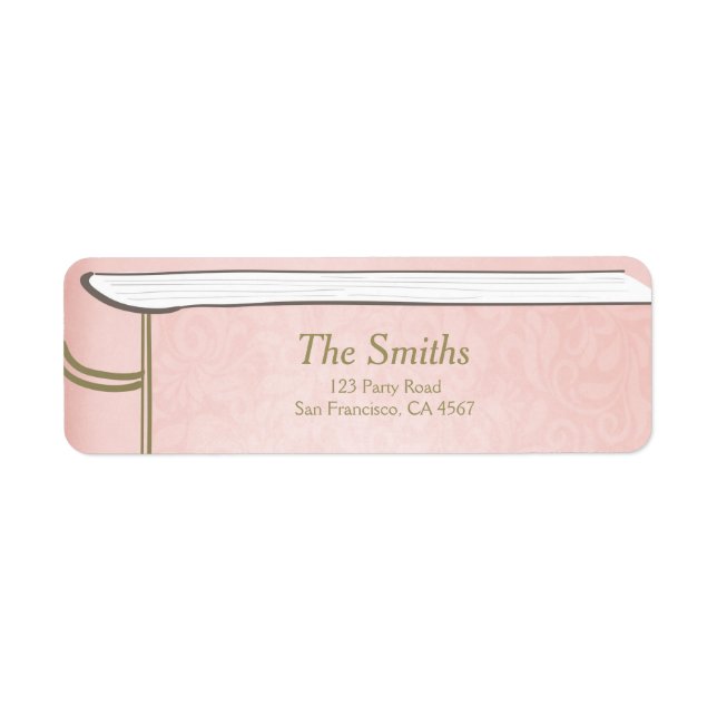 Storybook Return Address Label Pink Gold Girl Baby (Front)