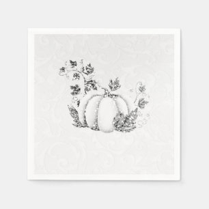 Storybook Silver White Pumpkin Fairy Tale Party Napkin