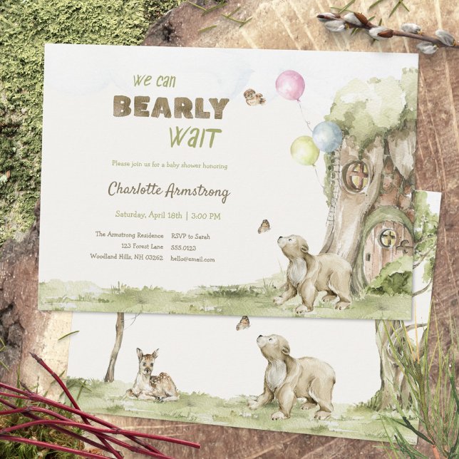 Storybook Treehouse Bearly Wait Baby Shower Invitation (Storybook Treehouse Bearly Wait Baby Shower Invitation ©Susanne Sachers - Sunny Mind 🌞)