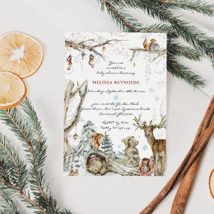 Storybook   Winter Woodland Forest Baby Shower Invitation
