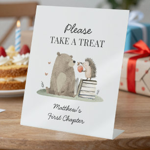 Storybook Woodland Animals Take A Treat  Pedestal Sign
