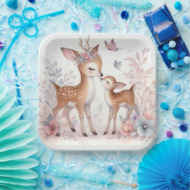Storybook Woodland Babies Deer Love Paper Plate (Party)