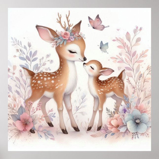 Storybook Woodland Babies Deer Love Poster (Front)
