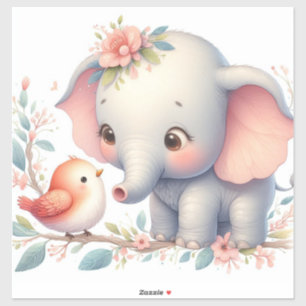 Storybook Woodland Babies Elephant and Bird