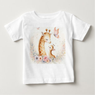 Storybook Woodland Babies Giraffe And Baby Baby T-Shirt