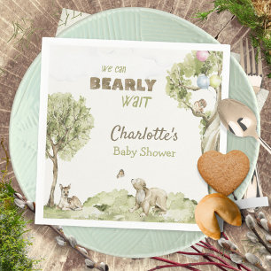 Storybook Woodland Bearly Wait Baby Shower Napkin
