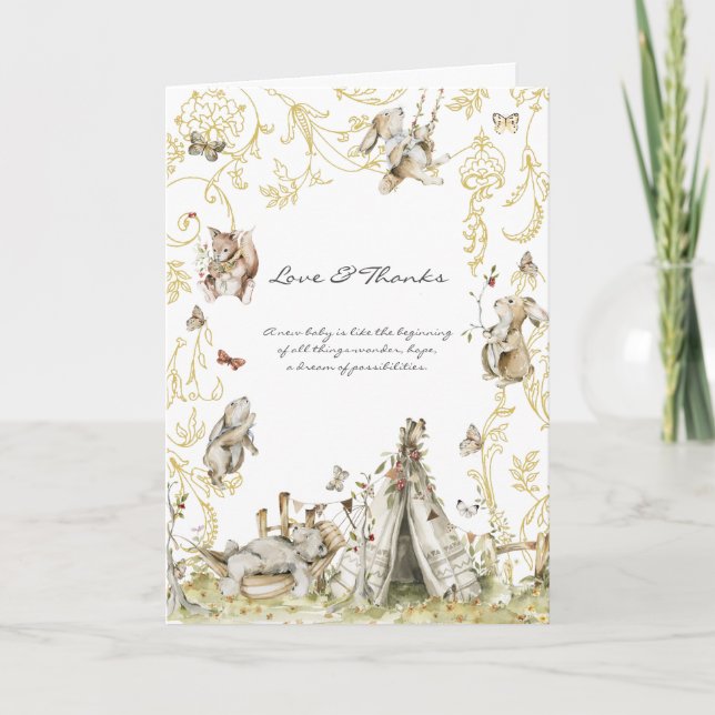 Storybook | Woodland Forest Baby Shower Thank You Card (Front)