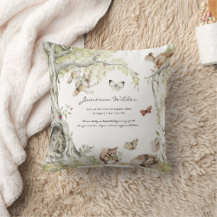 Storybook   Woodland Forest Birth Stats Cushion