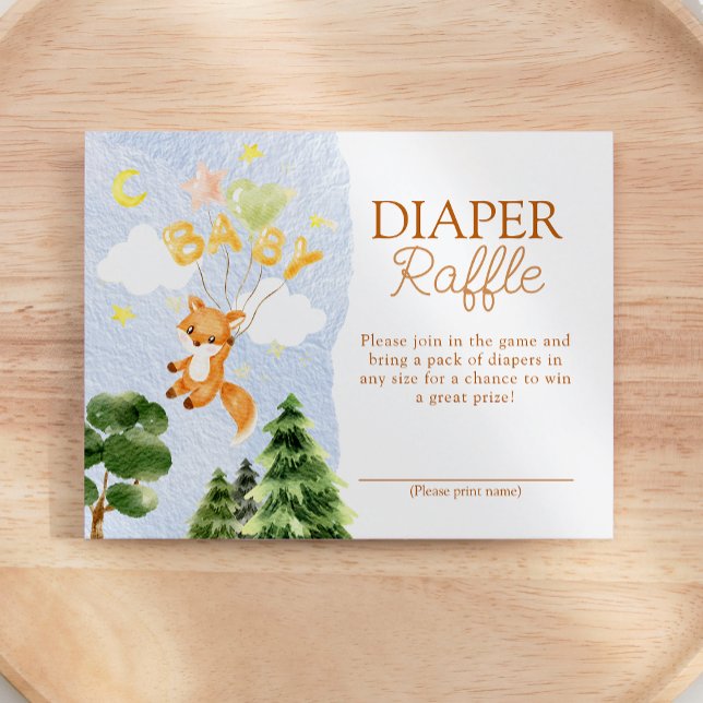 Storybook Woodland Fox Baby Shower Diaper Raffle Enclosure Card (Creator Uploaded)