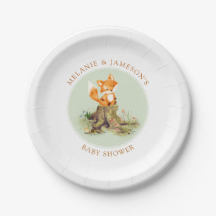 Storybook Woodland Fox Baby Shower Paper Plate