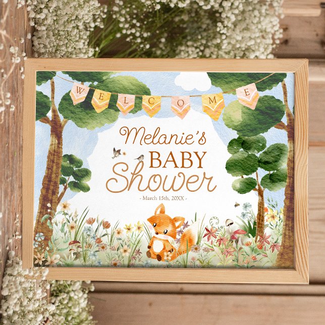 Storybook Woodland Fox Baby Shower Welcome Poster (Creator Uploaded)