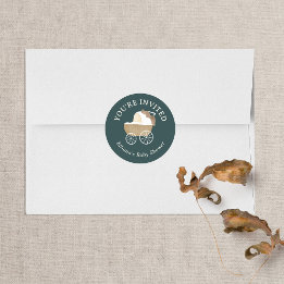 Storybook Woodland Friends Baby Shower Invite Classic Round Sticker