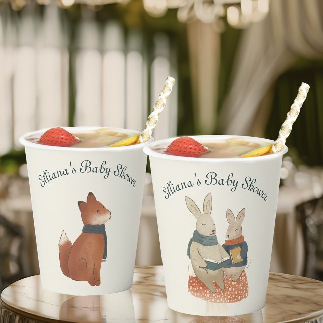Storybook Woodland Friends Bunny Baby Shower Paper Cups (Creator Uploaded)
