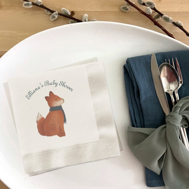 Storybook Woodland Friends Fox Baby Shower Napkin (Creator Uploaded)