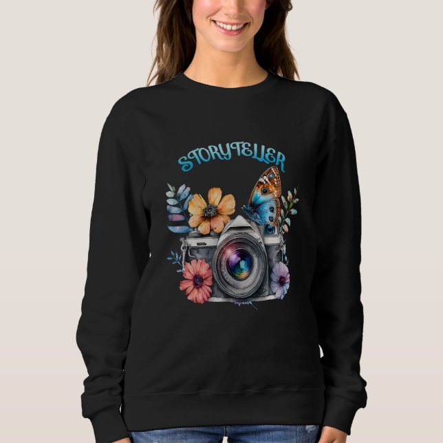 Storyteller Camera Photography Butterfly Photograp Sweatshirt (Front)