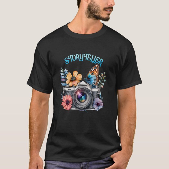 Storyteller Camera Photography Butterfly Photograp T-Shirt (Front)